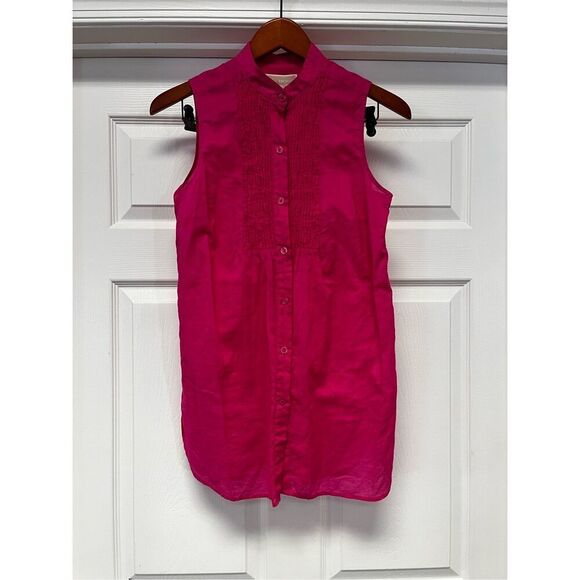 Michael Michael Kors Hot Pink Lightweight Sleeveless Pintuck Button Down Blouse - Picture 1 of 6